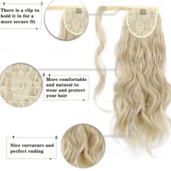 Wavy Ponytail Extension Wrap Around Ponytail Hair Extensions Bleach Blonde Mix Ash Blonde Ponytail Extension 20 inch