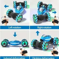 4WD Gesture Sensor Toy Car Double-Side Rotation Off-Road Vehicle360 Flip With Light And Music Birthday Toy Car Hand Controlled RC Car Festival Thanksgiving Gift
