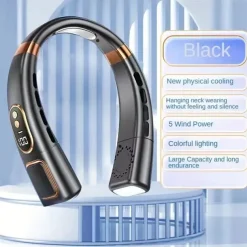 Wearable 5-Speed Neck Fan – Touch Control Silent Air Cooler, USB Powered for Outdoor Sport and Travel