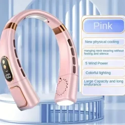 Wearable 5-Speed Neck Fan – Touch Control Silent Air Cooler, USB Powered for Outdoor Sport and Travel