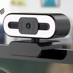 Webcam 4K Full HD with Ring Fill Light Laptop PC Computer Live Broadcast Video Web Cam with Microphone Rotating Cameras Streaming Webcam