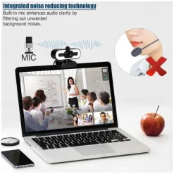Webcam 4K Full HD with Ring Fill Light Laptop PC Computer Live Broadcast Video Web Cam with Microphone Rotating Cameras Streaming Webcam