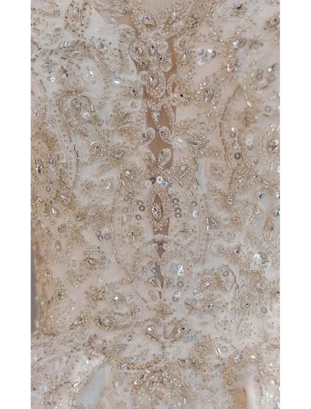 Wedding Dresses Ball Gown Off Shoulder Cap Sleeve Court Train Satin Bridal Gowns With Ruched Solid Color