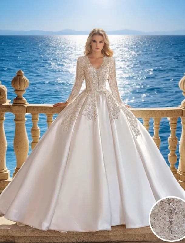 Wedding Dresses Ball Gown Off Shoulder Cap Sleeve Court Train Satin Bridal Gowns With Ruched Solid Color