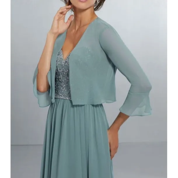 Wedding Guest Shawls Women's Wrap Pure Elegant 3/4 Length Sleeve Chiffon Wedding Wraps With Pure Color For Party Spring & Summer