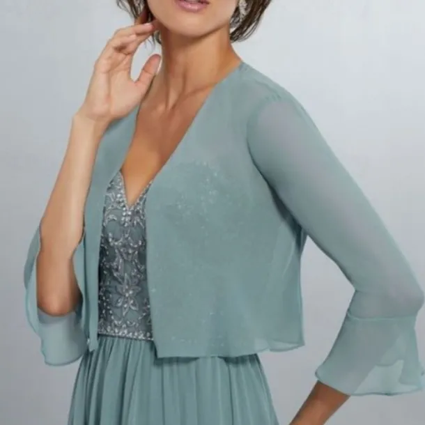 Wedding Guest Shawls Women's Wrap Pure Elegant 3/4 Length Sleeve Chiffon Wedding Wraps With Pure Color For Party Spring & Summer