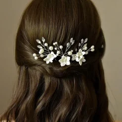 Wedding Hair Comb Bridal Hair Pins Set Silver Crystal Pearl Hair Side Comb U-shaped Flower Rhinestone Wedding Hair Accessories for Bride Bridesmaid Prom