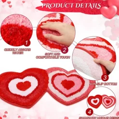 Wedding Heart Rugs Heart Shaped Non Slip Bathroom Rug Washable Mat Heart Kitchen Rugs Love Deco Floor Mat or Shower Bedroom Kitchen Deco (Double Heart, 17.7 x 31.5 Inches)