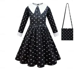 Wednesday Addams Addams family Wednesday Flapper Dress Dress Girls' Movie Cosplay Active Cute Black Dress Children's Day Masquerade Polyester World Book Day Costumes