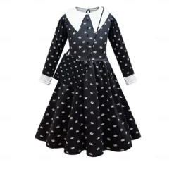 Wednesday Addams Addams family Wednesday Flapper Dress Dress Girls' Movie Cosplay Active Cute Black Dress Children's Day Masquerade Polyester World Book Day Costumes