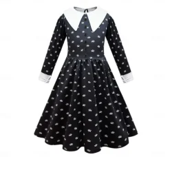 Wednesday Addams Addams family Wednesday Flapper Dress Dress Girls' Movie Cosplay Active Cute Black Dress Children's Day Masquerade Polyester World Book Day Costumes