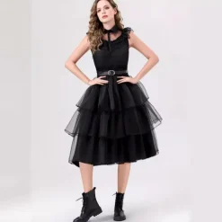 Wednesday Addams Addams family Wednesday Dress Tulle Dresses Punk & Gothic Movie Cosplay for Women's Adults Carnival Masquerade Party / Evening