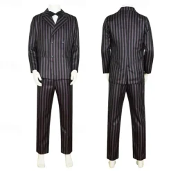 Wednesday Addams Addams family Gomez Addams Coat Blouse / Shirt Pants Men's Boys Movie Cosplay Men's suit Coat Shirt Pants Halloween Masquerade With Wig