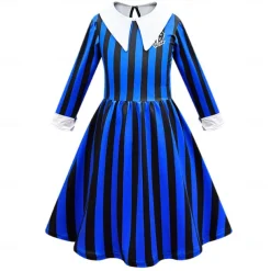 Wednesday Addams Wednesday Dress Girls' Movie Cosplay Cosplay Blue Purple Gray Dress Carnival Masquerade Polyester World Book Day Costumes