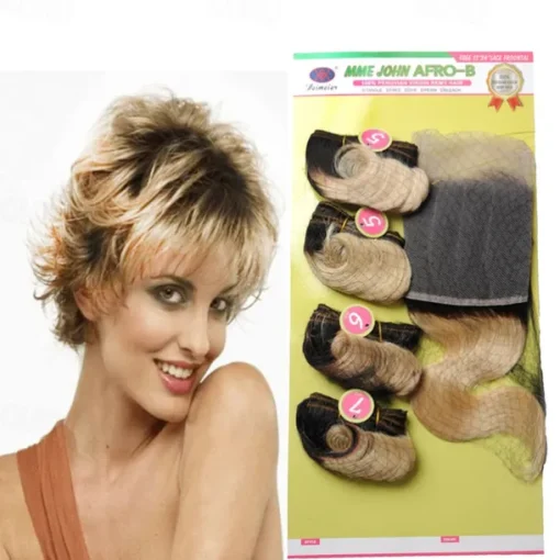 Weft Hair weave Afro-B 13*4 Front Lace Human Hair Virgin Human Hair 4 Bundles/pack Body Wave Blonde Black Brown Hair Extensions