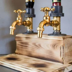 Whiskey Wood Dispenser,Faucet Shape Liquor Dispenser, Daddy Favorite Whiskey Wine Wood Dispenser for Home Bar Dinner Party Restaurant, Dad Papa Boyfriend Husband Gift