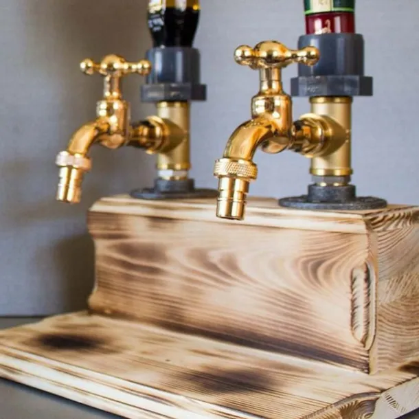 Whiskey Wood Dispenser,Faucet Shape Liquor Dispenser, Daddy Favorite Whiskey Wine Wood Dispenser for Home Bar Dinner Party Restaurant, Dad Papa Boyfriend Husband Gift