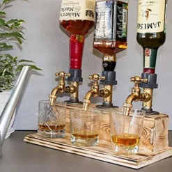 Whiskey Wood Dispenser,Faucet Shape Liquor Dispenser, Daddy Favorite Whiskey Wine Wood Dispenser for Home Bar Dinner Party Restaurant, Dad Papa Boyfriend Husband Gift