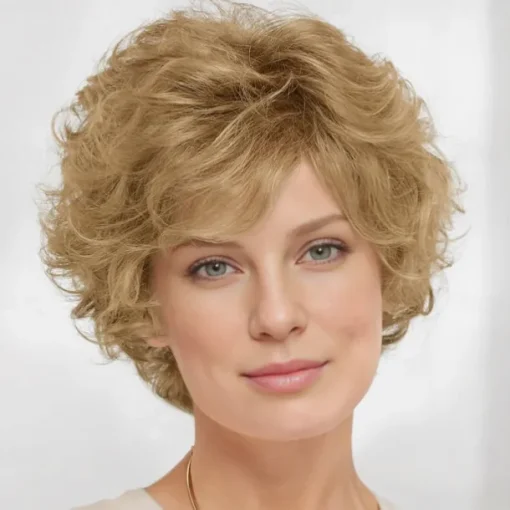 WhisperLite Wig Short Volume-Rich Layers Of Soft Feathery Waves/Multi-tonal Shades of Blonde Silver Brown and Red
