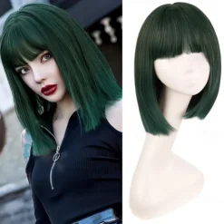 White Bob Wigs for Women short white wig with bangs Straight Bob Wigs Synthetic Cosplay Daily Party Wig Halloween Wigs