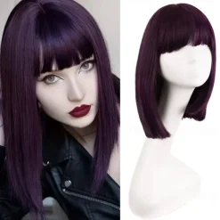 White Bob Wigs for Women short white wig with bangs Straight Bob Wigs Synthetic Cosplay Daily Party Wig Halloween Wigs