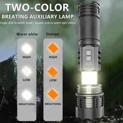 White Laser Super Powerful Flashlight 5000LM TYPE-C Rechargeable Torch Light High Power LED Flashlight Tactical Lantern