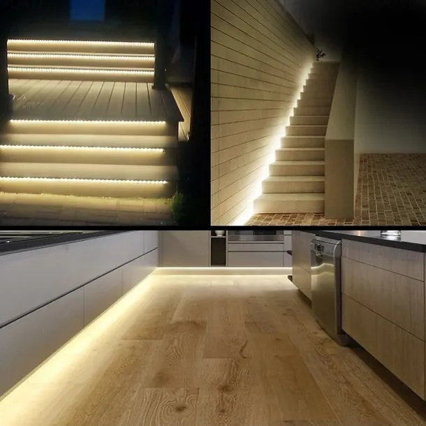 White LED light strip 2x16 FT Warm Light White Light Red Blue Green White Strip Lighting 600 LED 2835 Flexible Ribbon Light 12V Rope Light Suitable for Kitchen Cabinet Bedroom Wardrobe