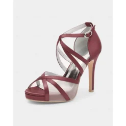 White Satin Bridal High Heel Sandals with Cross Straps - Perfect Wedding Shoes for Brides