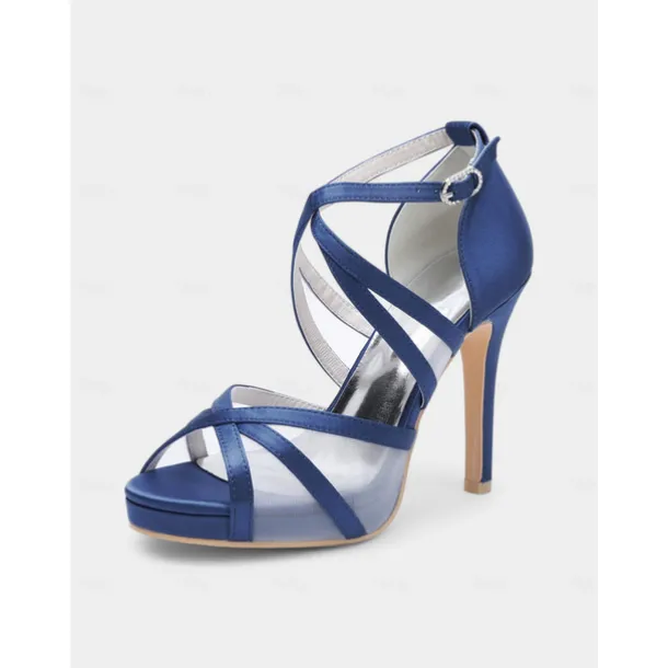 White Satin Bridal High Heel Sandals with Cross Straps - Perfect Wedding Shoes for Brides