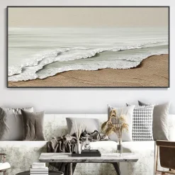White Sea Waves Oil Painting Hand Painted Large Texture Sea Landscape Painting Home Decor Painting On Canvas Fashion artwork Wall Art Decoration