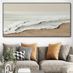 White Sea Waves Oil Painting Hand Painted Large Texture Sea Landscape Painting Home Decor Painting On Canvas Fashion artwork Wall Art Decoration