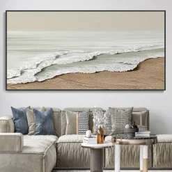 White Sea Waves Oil Painting Hand Painted Large Texture Sea Landscape Painting Home Decor Painting On Canvas Fashion artwork Wall Art Decoration