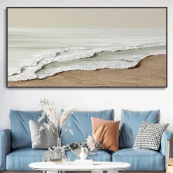 White Sea Waves Oil Painting Hand Painted Large Texture Sea Landscape Painting Home Decor Painting On Canvas Fashion artwork Wall Art Decoration