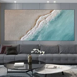 White Sea Waves Oil Painting Hand Painted Large Texture Sea Landscape Painting Home Decor Painting On Canvas Fashion artwork Wall Art Decoration