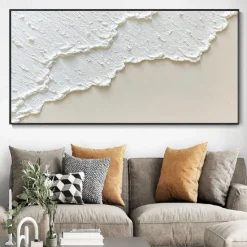white waves Abstract painting handmade white wall art Horizontal painting art white textured wave painting wall art white Canvas oil painting wall art white abstract ocean wall art painting