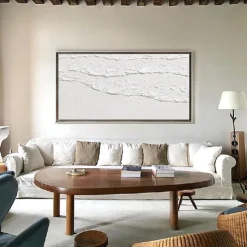 white waves Abstract painting handmade white wall art Horizontal painting art white textured wave painting wall art white Canvas oil painting wall art white abstract ocean wall art painting