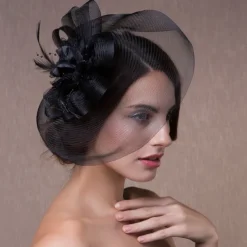 White Wedding Fascinator Tulle Beaded Organza Fascinators Hats Headwear Clip Vintage Elegant with Feathers Fur Flower 1 Piece Kentucky Horse Race Tea Party Ladies Day Headpiece