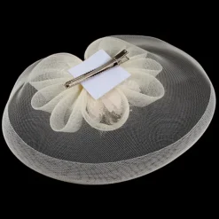 White Wedding Fascinator Tulle Beaded Organza Fascinators Hats Headwear Clip Vintage Elegant with Feathers Fur Flower 1 Piece Kentucky Horse Race Tea Party Ladies Day Headpiece