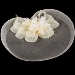 White Wedding Fascinator Tulle Beaded Organza Fascinators Hats Headwear Clip Vintage Elegant with Feathers Fur Flower 1 Piece Kentucky Horse Race Tea Party Ladies Day Headpiece