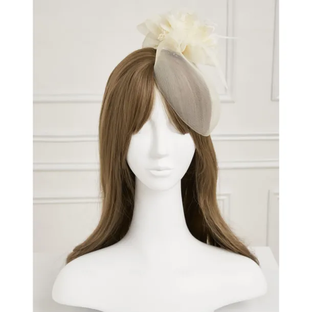 White Wedding Fascinator Tulle Beaded Organza Fascinators Hats Headwear Clip Vintage Elegant with Feathers Fur Flower 1 Piece Kentucky Horse Race Tea Party Ladies Day Headpiece