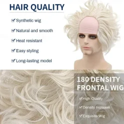 White Wig Men, Short Wavy Bald Wig Messy Mad Scientist Wig Old Man Wig Fluffy Crazy Funny Wig Halloween Wigs