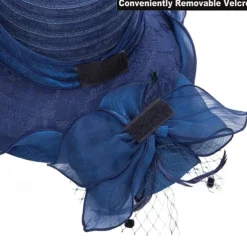 Wide Brim Lace Fascinator Kentucky Derby Hat for Womens Tea Party Fascinators Cap Church Wedding Cap with Flower