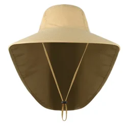 Wide Brim Sun Hat with Neck Flap, UPF50+ Hiking Fishing Hat for Men Women Summer Outdoor Portable Breathable Quick Dry Ultraviolet Resistant Hat Solid Color Black Purple Red Hunting Fishing Climbing