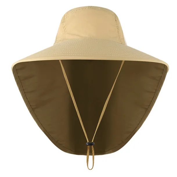 Wide Brim Sun Hat with Neck Flap, UPF50+ Hiking Fishing Hat for Men Women Summer Outdoor Portable Breathable Quick Dry Ultraviolet Resistant Hat Solid Color Black Purple Red Hunting Fishing Climbing