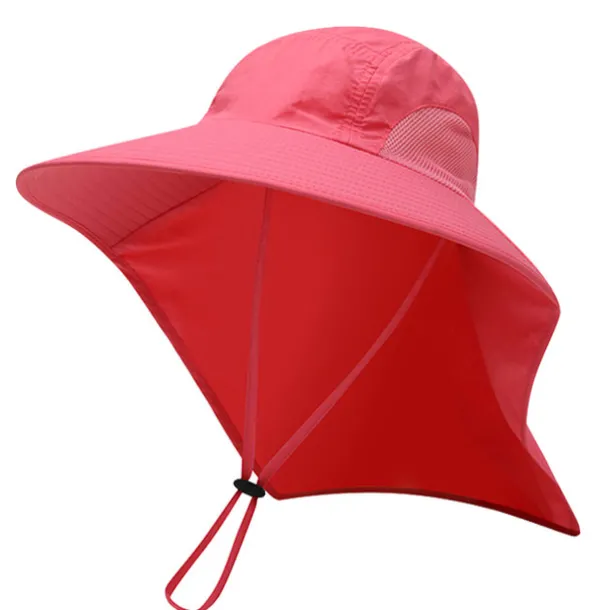 Wide Brim Sun Hat with Neck Flap, UPF50+ Hiking Fishing Hat for Men Women Summer Outdoor Portable Breathable Quick Dry Ultraviolet Resistant Hat Solid Color Black Purple Red Hunting Fishing Climbing