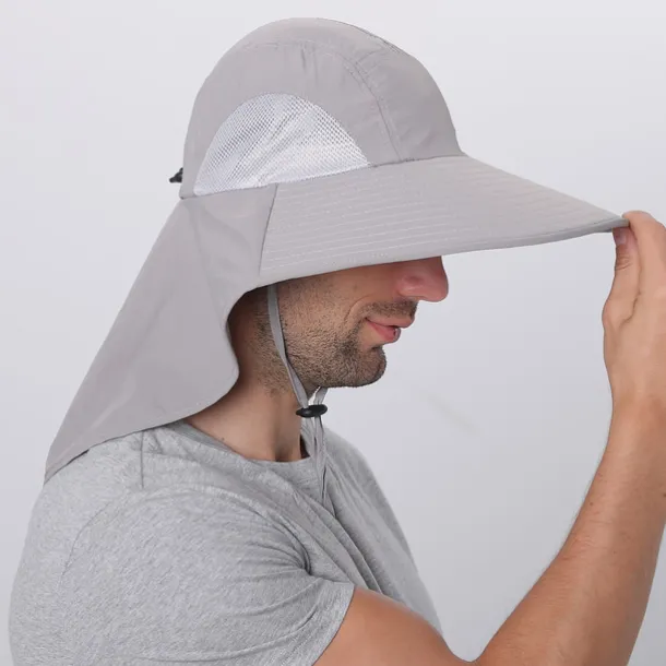 Wide Brim Sun Hat with Neck Flap, UPF50+ Hiking Fishing Hat for Men Women Summer Outdoor Portable Breathable Quick Dry Ultraviolet Resistant Hat Solid Color Black Purple Red Hunting Fishing Climbing