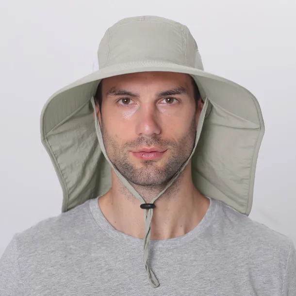 Wide Brim Sun Hat with Neck Flap, UPF50+ Hiking Fishing Hat for Men Women Summer Outdoor Portable Breathable Quick Dry Ultraviolet Resistant Hat Solid Color Black Purple Red Hunting Fishing Climbing