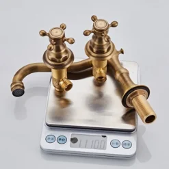Widespread Bathroom Sink Faucet,Two Handle Three Holes, Brass ORB Bathroom Sink Faucet Contain with Supply Lines and Drain Plug and Hot/Cold Switch