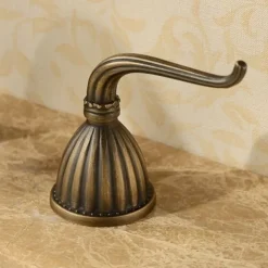 Widespread Bathroom Sink Mixer Faucet, Vintage Brass 3 Hole 2 Handles Basin Taps, Retro Style Bathroom Tap Contain with Cold and Hot Water Hose