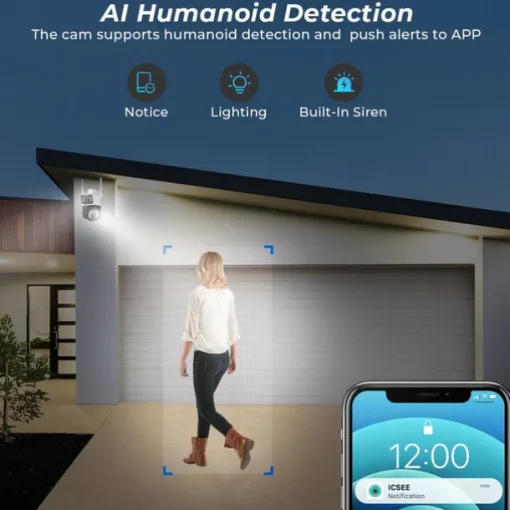 Wifi Camera Outdoor Night Vision Dual Screen Human Detection 3MP Security Protection CCTV Surveillance IP Camera